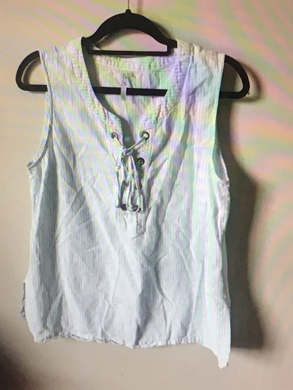 Women’s Lace-Up Sleeveless Tank Top in White